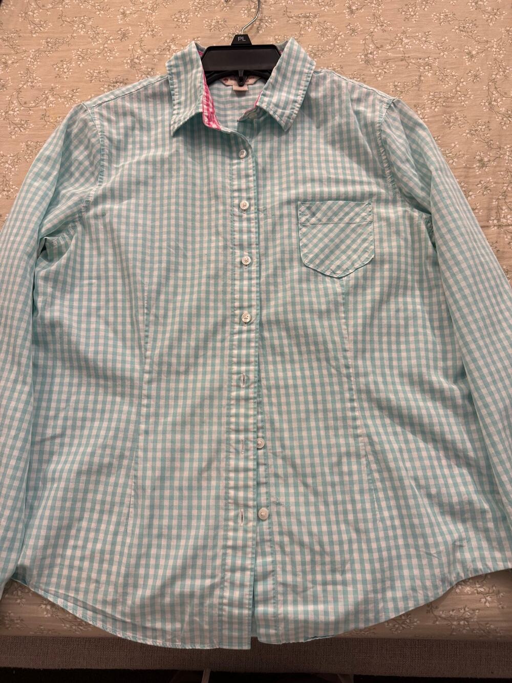 Brooks Brothers Red Fleece Gingham Shirt Mint Green Pink Collar Accent 10